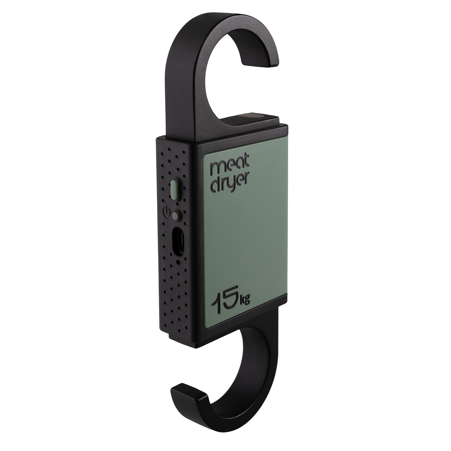 Black and green meatdryer smart meat hook on a transparent background