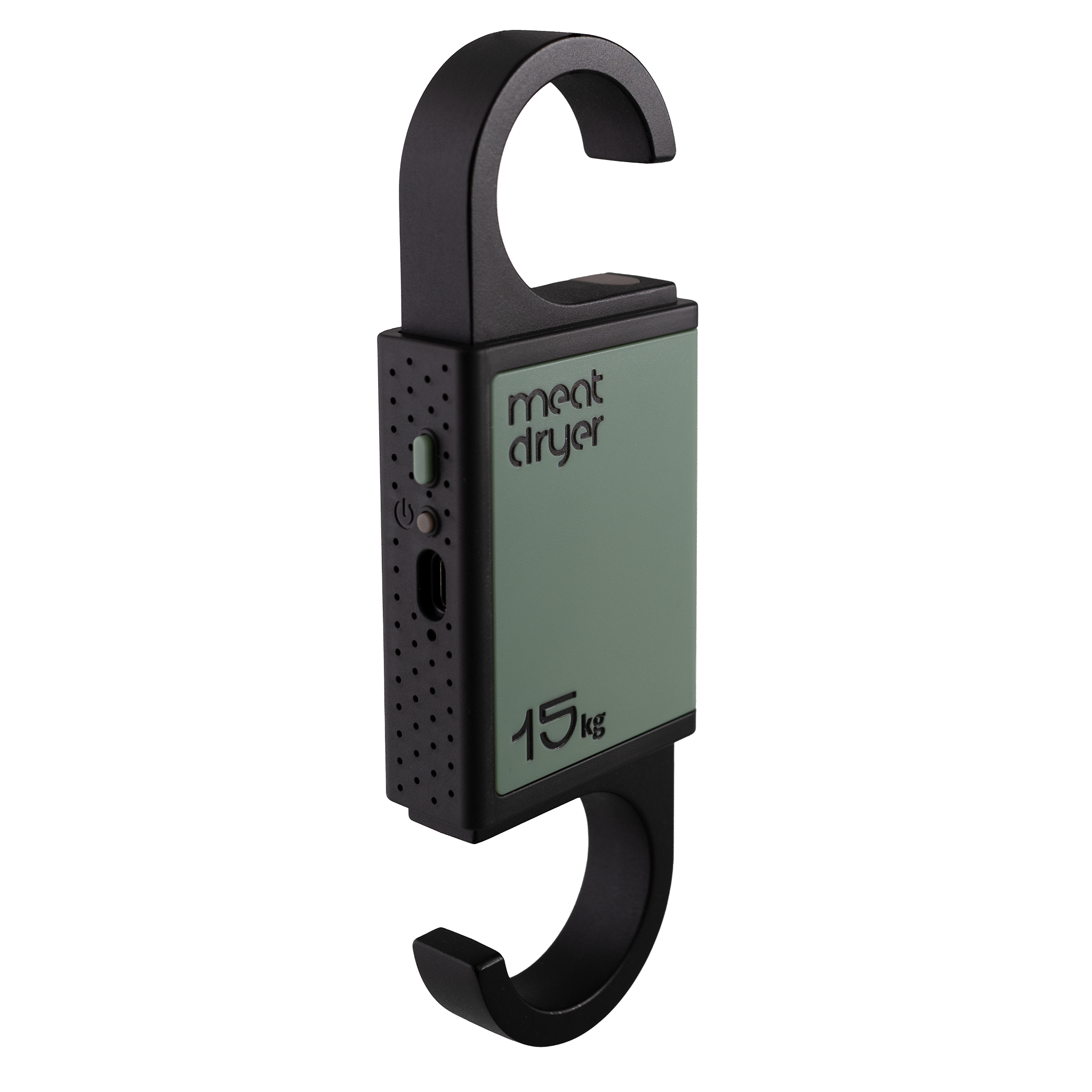 Black and green meatdryer smart meat hook on a transparent background